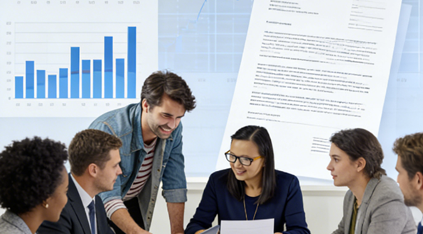 People at a table discussing